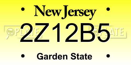 2Z12B5 New Jersey License Plate