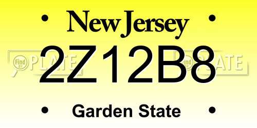 2Z12B8 New Jersey License Plate
