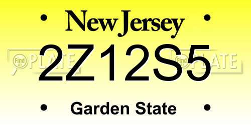 2Z12S5 New Jersey License Plate