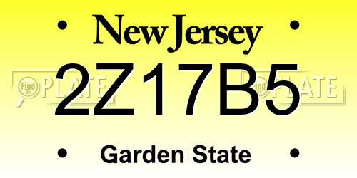 2Z17B5 New Jersey License Plate