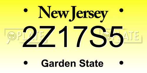 2Z17S5 New Jersey License Plate