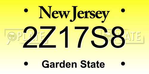 2Z17S8 New Jersey License Plate
