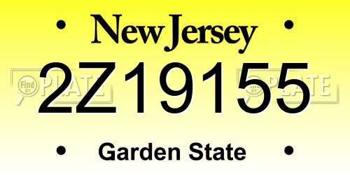 2Z19155 New Jersey License Plate