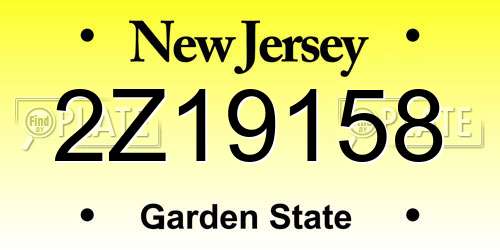 2Z19158 New Jersey License Plate