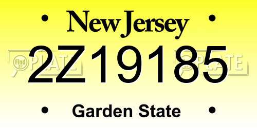 2Z19185 New Jersey License Plate