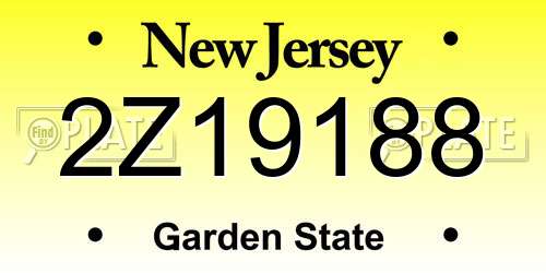 2Z19188 New Jersey License Plate