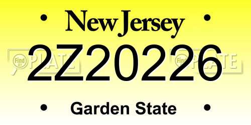 2Z20226 New Jersey License Plate