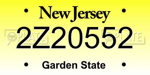 2Z20552 New Jersey License Plate