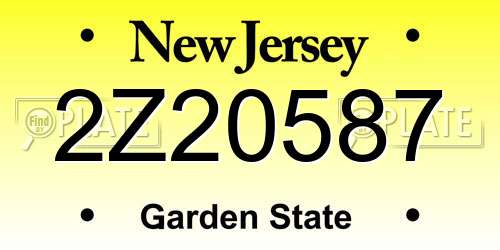2Z20587 New Jersey License Plate