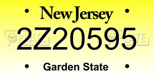 2Z20595 New Jersey License Plate