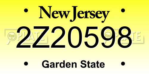 2Z20598 New Jersey License Plate
