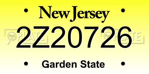 2Z20726 New Jersey License Plate