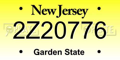 2Z20776 New Jersey License Plate