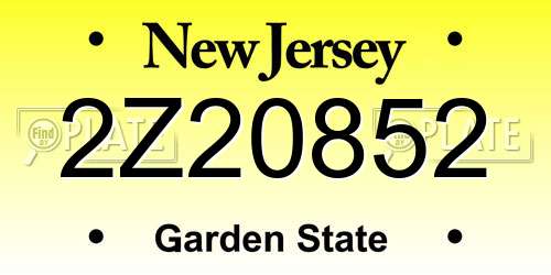 2Z20852 New Jersey License Plate