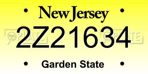2Z21634 New Jersey License Plate