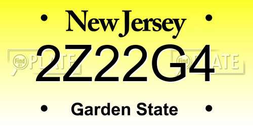 2Z22G4 New Jersey License Plate