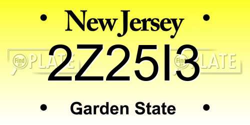 2Z25I3 New Jersey License Plate