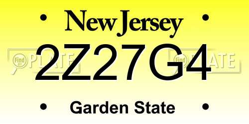 2Z27G4 New Jersey License Plate