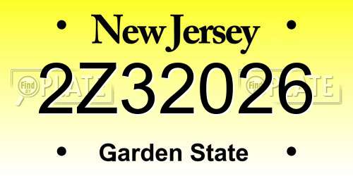 2Z32026 New Jersey License Plate