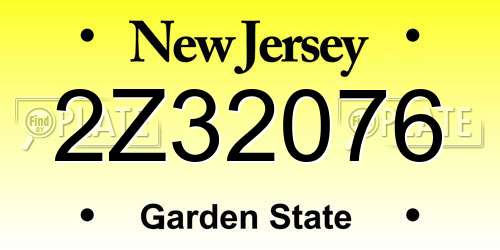 2Z32076 New Jersey License Plate
