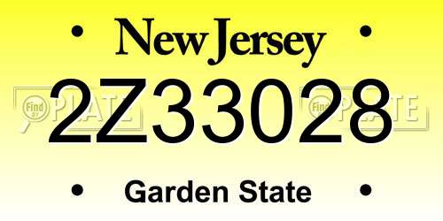 2Z33028 New Jersey License Plate