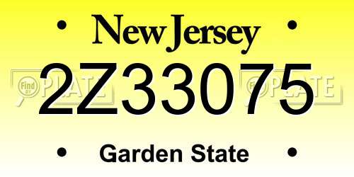 2Z33075 New Jersey License Plate
