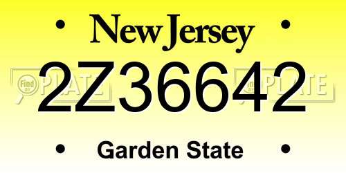 2Z36642 New Jersey License Plate