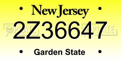 2Z36647 New Jersey License Plate
