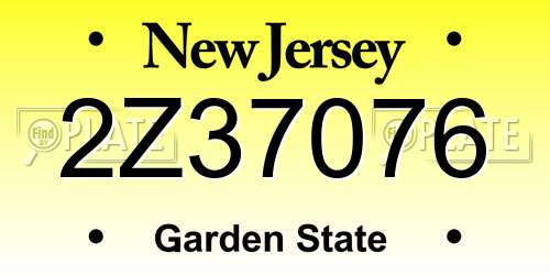 2Z37076 New Jersey License Plate