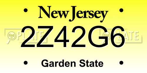 2Z42G6 New Jersey License Plate