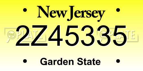 2Z45335 New Jersey License Plate