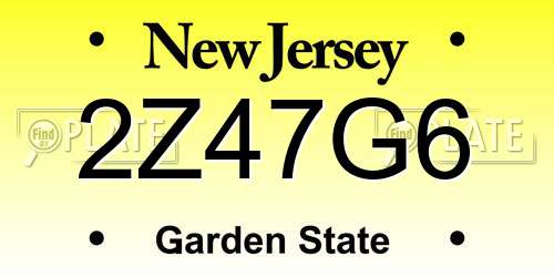 2Z47G6 New Jersey License Plate