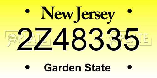2Z48335 New Jersey License Plate