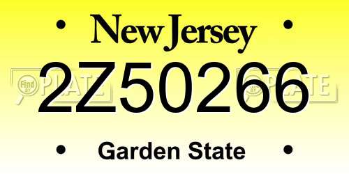 2Z50266 New Jersey License Plate