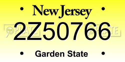 2Z50766 New Jersey License Plate