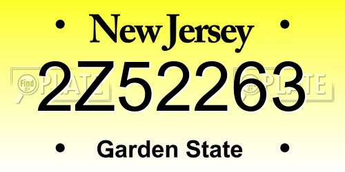 2Z52263 New Jersey License Plate