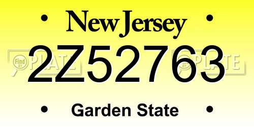 2Z52763 New Jersey License Plate
