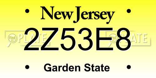2Z53E8 New Jersey License Plate