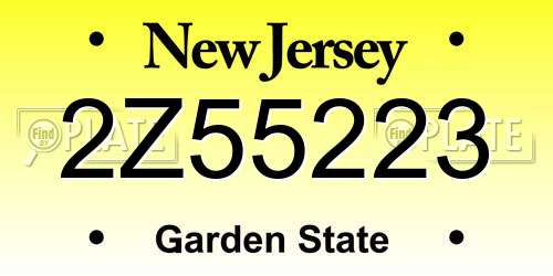 2Z55223 New Jersey License Plate