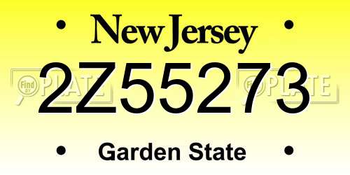 2Z55273 New Jersey License Plate