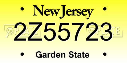 2Z55723 New Jersey License Plate