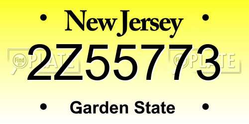 2Z55773 New Jersey License Plate