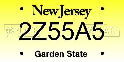 2Z55A5 New Jersey License Plate