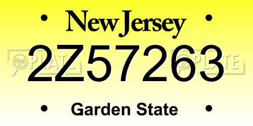 2Z57263 New Jersey License Plate
