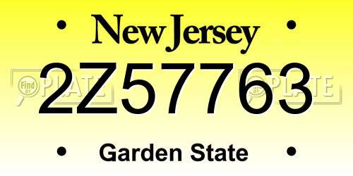 2Z57763 New Jersey License Plate