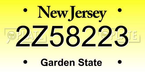 2Z58223 New Jersey License Plate