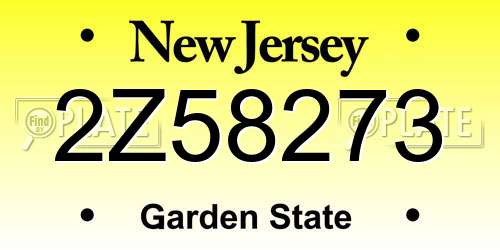 2Z58273 New Jersey License Plate