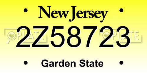 2Z58723 New Jersey License Plate