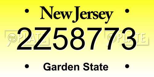 2Z58773 New Jersey License Plate