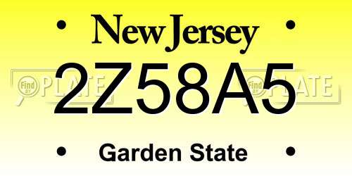 2Z58A5 New Jersey License Plate